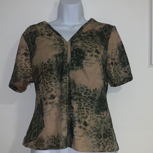 Boho Cheetah Cream Green Top